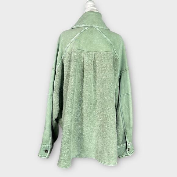 Free People Jordan Jacket Women's Small Green Oversized Front Button Pockets - Picture 4 of 13